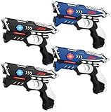 KidsTag Lasertag Set: 4 Laserpistolen - Laser Tag Spiel Set für Kinder (Schwarz und Blau)