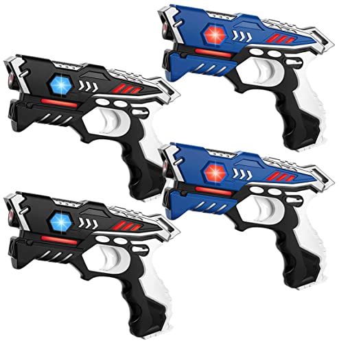KidsTag Lasertag Set: 4 Laserpistolen - Laser Tag Spiel Set für Kinder (Schwarz und Blau)