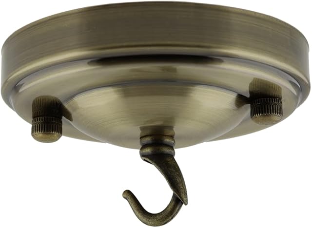 Vintage Period Styled Complete Metal Ceiling Rose with Chain Hook (Fully Earthed) in Antique Brass Finish