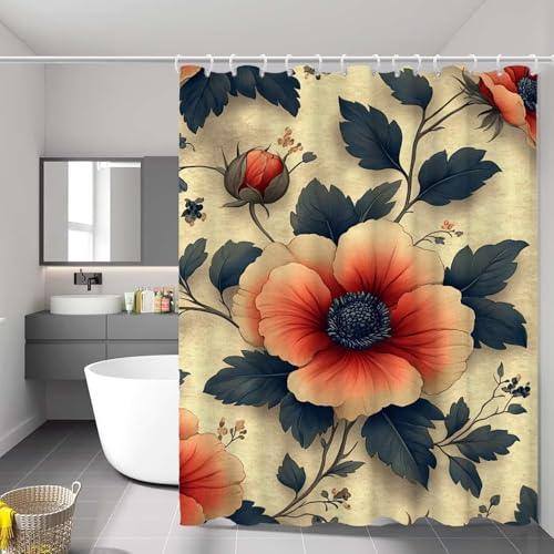 Rideau de douche 90x180 cm rétro en polyester imperméable - 2
