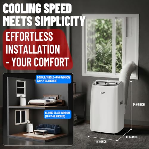 Image of DuraComfort 14,000 BTU Portable Air Conditioner for Rooms up to 700 Sq.Ft, 3-in-1 Portable AC Unit with Cooling, Fan & Dehumidifier, Remote Control and Window Installation Kit