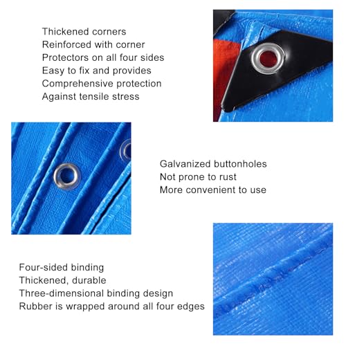 Lona de protección universal azul 180x470 cm con ojales para exterior 6