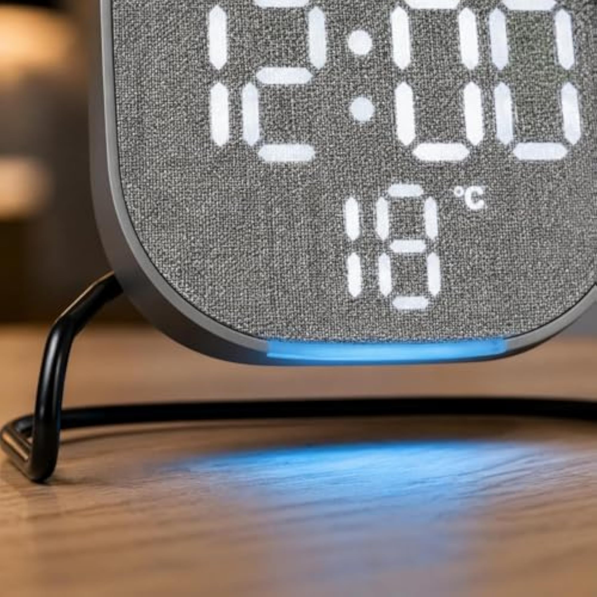 Wood Grain Ambient Light Desk Clock, Temperature Display