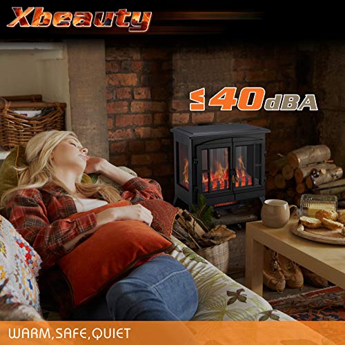 Xbeauty Electric Fireplace Stove, Freestanding Fireplace Heater With Realistic Flame thumb #4