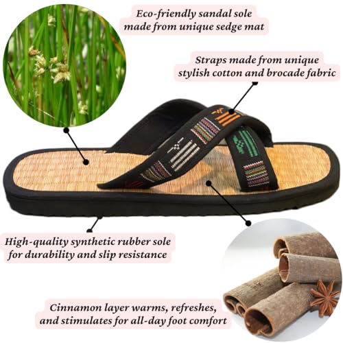 Natural Sedge Mat Sandals for Men & Women | Sustainable Straw Flip Flops | Breathable, Comfortable Spa & Beach Slippers for Home or Hotel | Hawaiian Sandals3