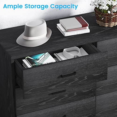 Bigbiglife Wood Dresser For Bedroom, 6 Drawer Double Dresser With Metal Handles, Sturdy And Modern Chest Of Drawers (Black) #TOP7