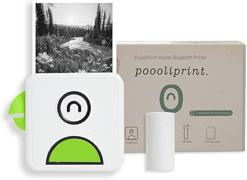 Poooliprint Impresora de bolsillo sin tinta L2  Mini teléfono Bluetooth portátil Poooli impresora térmica para iOS + Android imprime fotos