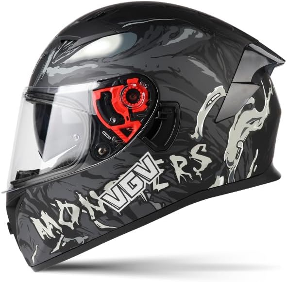 Miniatura 5 de Casco de motocicleta de carreras de motocross, casco de cara completa con visera interna tintada y aprobado por DOT para ciclomotor, ATV, Cruiser