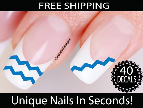 Chevron Nail Stickers - Chevron Nail Art (Olympic Blue)