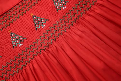 Girl Christmas Winter Red Smocked Dress Size 2 3 4 5 6 8 10 12 Years Toddler Kids Birthday Smock Clothes4