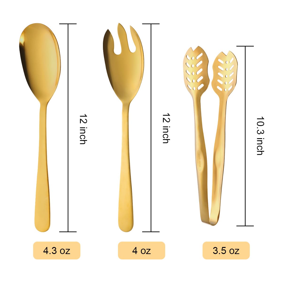 Stainless Steel Salad Serving Set - Gold -4 Stainless Steel Salad Serving Set - Gold -4