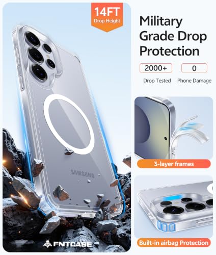 Image of FNTCASE for Samsung Galaxy S25 Ultra Case: [Fit for Magsafe] Anti Yellowing Transparent Clear with [Screen Protector] Military Grade Shockproof Protective Phone Cover