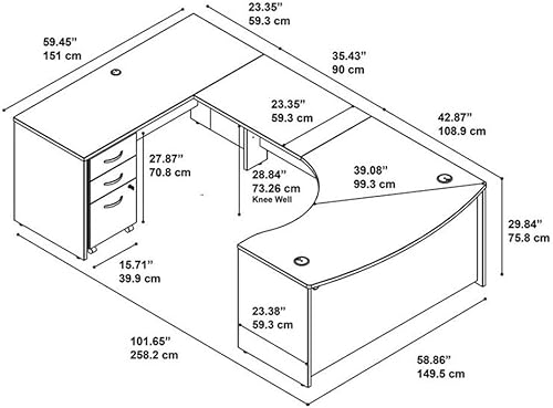 Miniatura 6 de UrbanPro Escritorio en forma de U con arco izquierdo con archivador móvil en Hansen Cherry