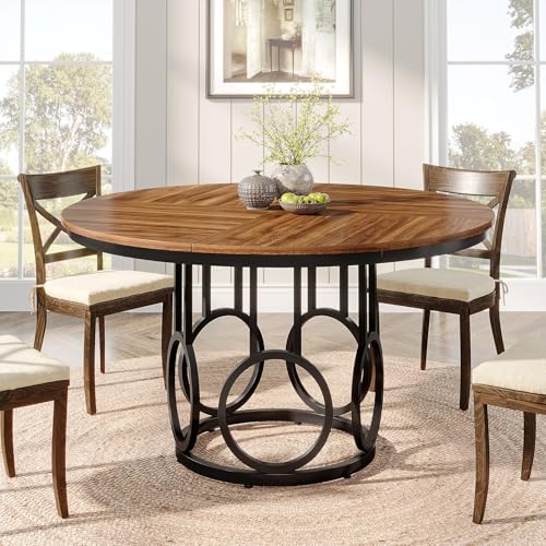 Ronde Eettafel - Metalen Frame - Marmerlook Fineer - Voor 4 Personen Mdf Wit Zwart