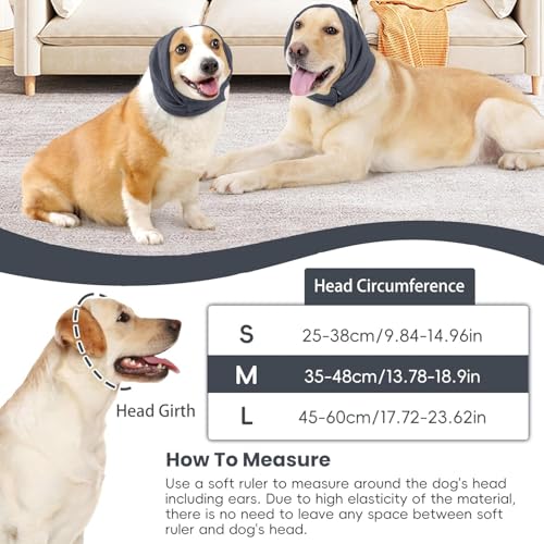 Image of Dog Calm Hoodie, No Shake Ear Wraps for Dogs, Quiet Dog Ear Cover Noise Protection, Pet Ear Muffs Dog Ear Protector Head Wrap Cover for Anxiety Relief, Hematoma, Grooming, Firework, Thunderstorms,S