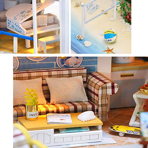 HEYANG DIY Puppenhaus Mini Kit mit Möbeln, 3D Holz Mini Haus mit LED-Licht Mini Puppenhaus Kit – Bild 8