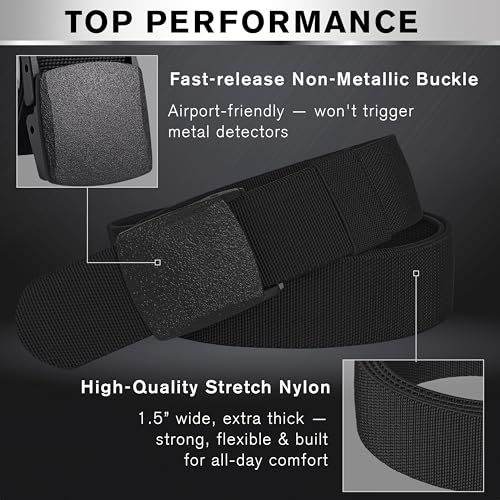 TECEUM Belt – Black B2 XL – Heavy-Duty, Work, Hiking, Rigger, EDC Men’s Belts – Quick-Release – Nylon Web3
