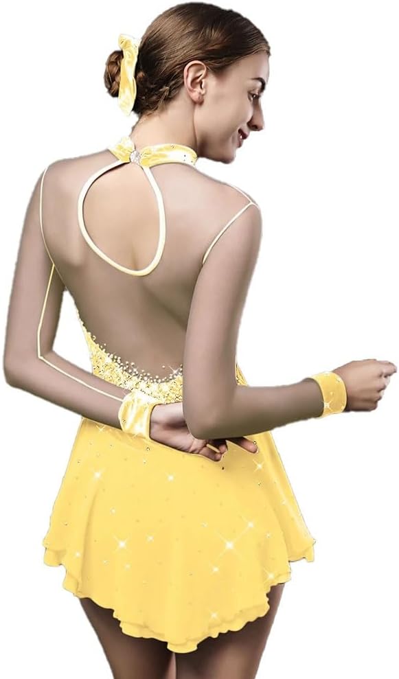 Figure Skating Dress Women's Girls' High Backless Elasticity Competition Skating Wear Handmade Classic