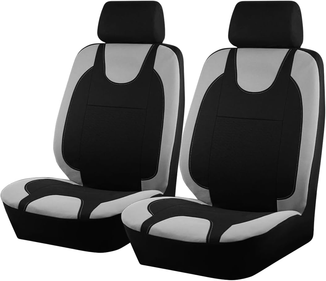 Bittwee 4PCS Universal Car Seat Covers for 5-Seats - Breathable Polyester Protectors with Headrests, Gray - Fits Sedan Truck SUV