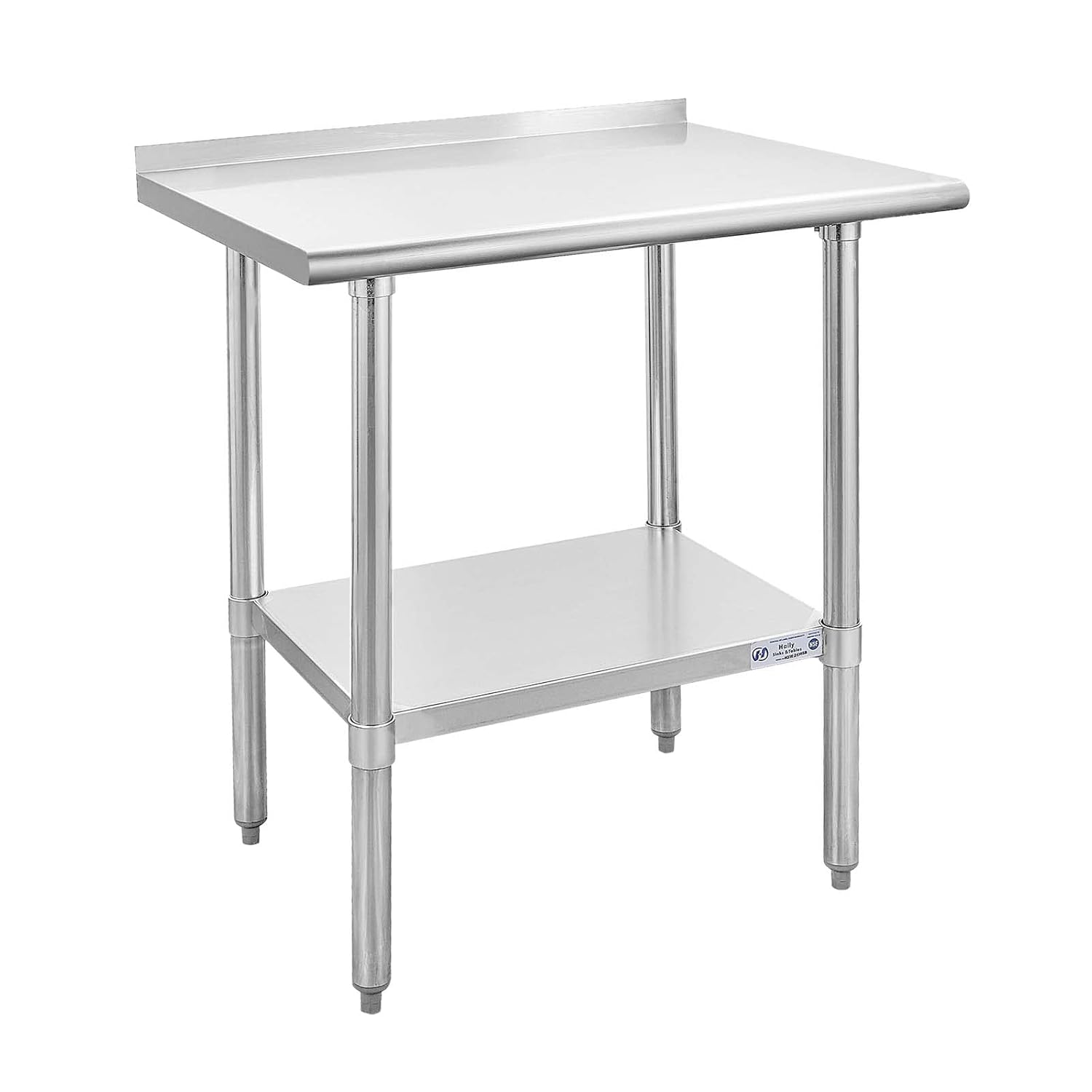 Hally Stainless Steel Table for Prep & Work 24 x 30 Inches, NSF Commercial Heavy Duty Table with Undershelf and Backsplash for Restaurant, Home and Hotel