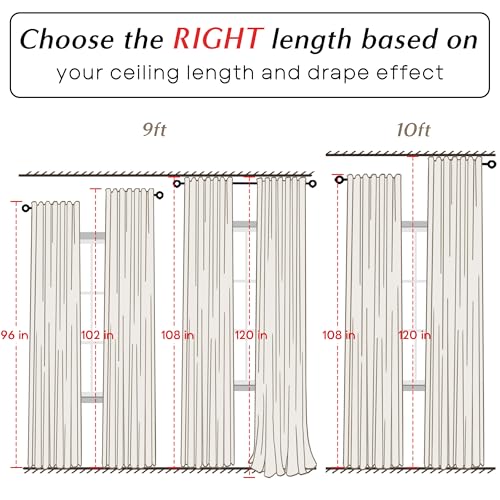 Light Beige Polished Blackout Curtains 96 Inch Long, Modern Elegant Look Pleated Drapes for Living Room Bedroom Floor to Ceiling or Track System Haning, 2 Panel Set by PANELSBURG - Image 7