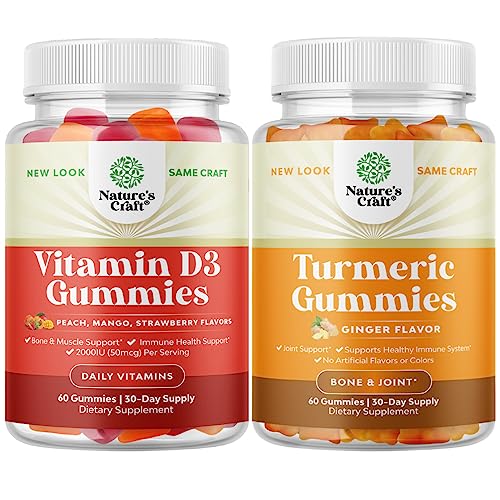 Natures Craft Bundle Of Vitamin D3 Immune Support Gummies And Turmeric Curcumin Immune Support Gummies - For Bone Strength Heart Health And Immune System - Anti Aging Skin Care #TOP20
