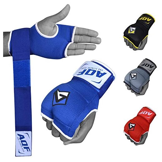 AQF Boxen Innenhandschuhe, Boxbandagen, Bandagen Boxen, Boxhandschuhe Gel Gepolstert Elastisches Handgelenk Bandagen 100cm Lang 2 Finger Fur Boxsack Training, Kampfsport & MMA (Blau, XL)