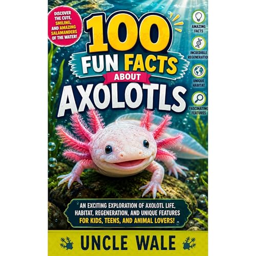 100 Fun Facts About Axolotls: Discover the Cute, Smiling, and Amazing Salamanders of the Water Audiobook By Uncle Wale cover 
