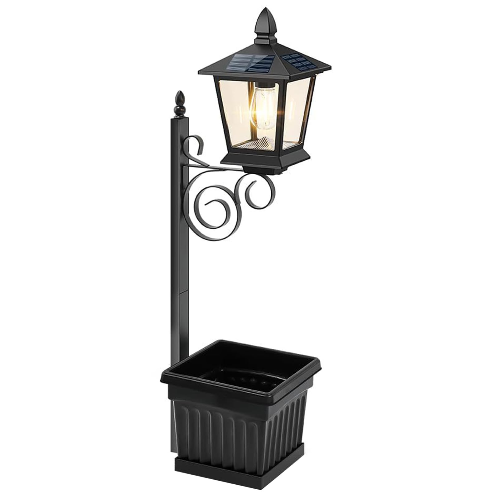 Solar Lamp Post Light with Planter Box, Waterproof Solar Light Planters, Wall Mounted & Freestanding Solar Post Lights, Outdoor Garden Decor for Lawn Patio Porch Yard
