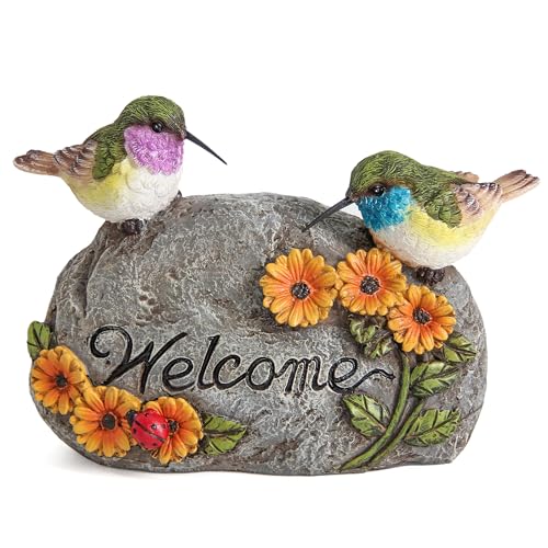 Garden Decor for Hummingbird Statue,Bird Figurines Welcome Sign for Outdoor
