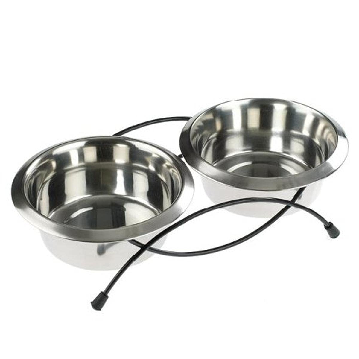 CLASSICPet Products Anti-Tip Feeder with 2 x 950 ml Stainless Steel Dishes, 6.5 inch
