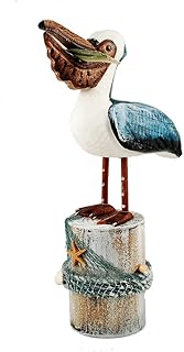 YOUUGIOR Coastal Ocean Wooden Bird Statue Pelicans Figurine Bird Statue(Small)