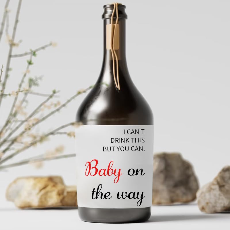Sisadodo Pregnancy Announcement Wine Bottle Lables I Can't Drink But You Can Babay Announcements Pregnancy Reveal Wine Labels Funny Cogratulations Alcohol Bottle Stickers for Husband Friends 4PCS - Image 4