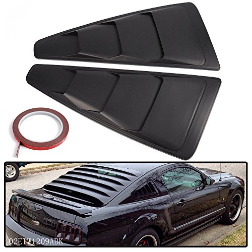 Quarter 1/4 Side Window Louver Scoop Cover Compatible with 05-14 Ford Mustang ABS Black Side Window Louver Vent Board