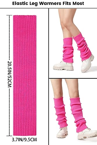 Clothirily Leg Warmers - Fashion Knit Neon Leg Warmers for Women 80s Sports Party Yoga Accessories, Bright Color3