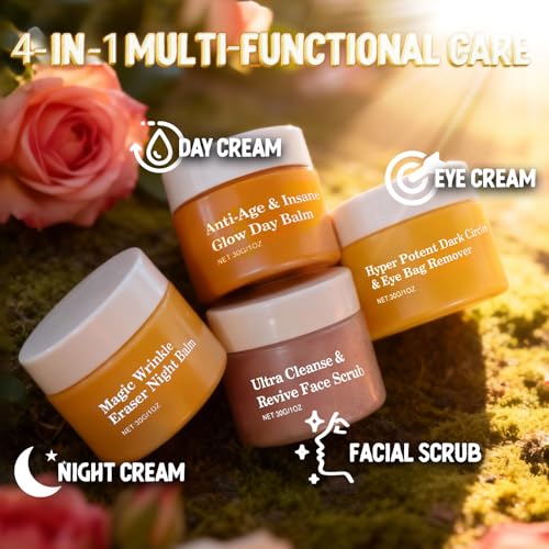 Organics Mature Skin Face Cream, 4-in-1 Natural Skin Care Set, Deep Hydration, Multi-Functional Day and Night Moisturizing Balm for Women, 30ml*4 - Image 4
