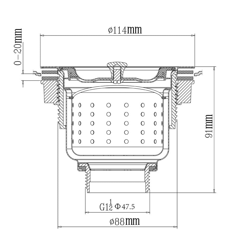 Talea 流し排水栓 ちょつけい114*H91mm,ロングスクリュー下水器，流し排水栓カゴ,XK375B