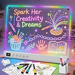 Led Drawing Board for Children with 13 Light Effects, 2600mAh Rechargeable Led Drawing Tablet with Colors for Kids, 35 * 25CM Neon Light Up Drawing Pad Gifts for Easter Birthday Gifts Presents