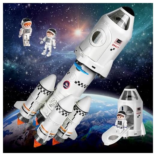 Herenear Space Raketen Spielzeug für Kinder, Space Shuttle Spielzeug für Kinder 3 4 5 6 7 8 9 Jahre, 5-in-1 STEM Wissenschaft Lernspielzeug mit Astronauten, Projektionslampe