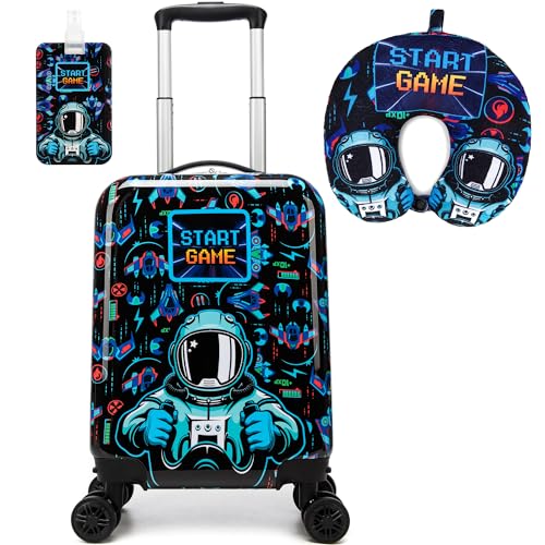 Image of Kid's Luggage Set 2 Piece Suitcase Set 16 inch Hardside Luggage with Spinner Wheels Boys Carry on Toddler Travel Rolling Suitcase Airline Approved