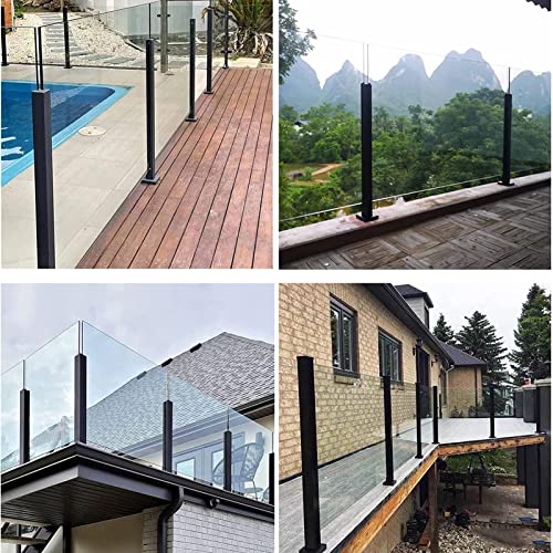 Poste Cuadrado para barandilla de Vidrio en acero resistente negro de 65-115 cm para terraza 8