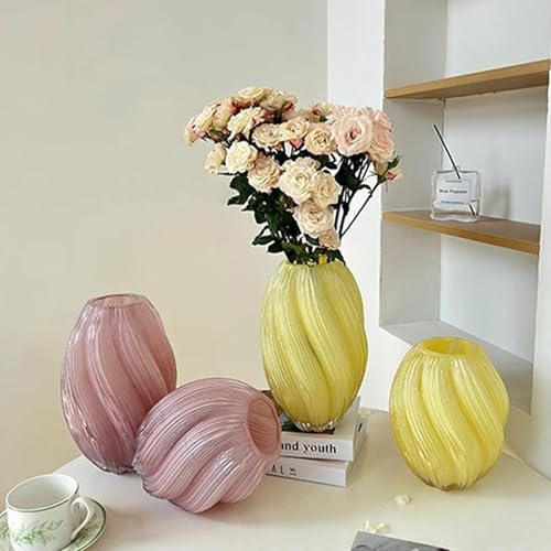 Vase en verre stable pour fleurs séchées et décoration d'étagère salon