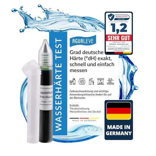 Preisvergleich Produktbild AGUALEVE Wasserhärte Test - Deutsche Grad Härte (°dH) schnell und einfach messen / misst exakt bis 25 °dH / Markenqualität Made in Germany / 25 200 Messungen, je nach Härte / 1x 15ml