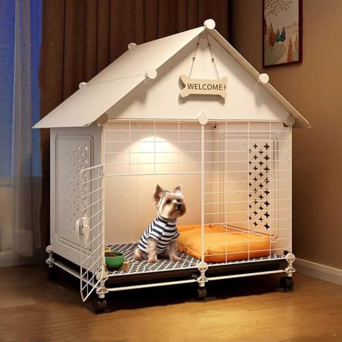 Sariny 犬 ケージ ペットキャリー 折りたたみ 猫 大型犬用ゲージ ペットサークル ケージ 持ち運び 犬室内 犬ゲージ 小型犬、中型犬、大型犬に適しています (71*36*91cm(車輪付き))