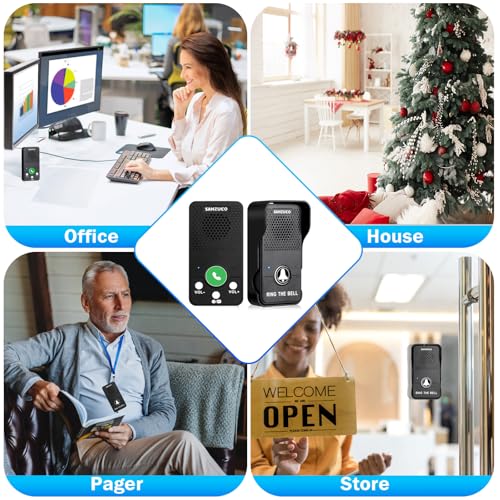 SANZUCO Doorbells, Hands Free Wireless Doorbell Intercom Upgrade, Waterproof Full Duplex Door Bell 1000 Feet Two Way Communication with 4 Chimes, 8 Level Volume & LED Flash, Black - Thumbnail 7
