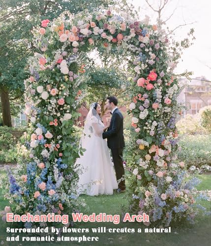 Queension 7.2FT & 6.6FT Arch Backdrop Stand, Metal Wedding Arch Stand for Ceremony, Backdrop Stand Arch Frame with Base for Birthday Party Baby Shower Balloon Arch Decorations, Black - Thumbnail 7