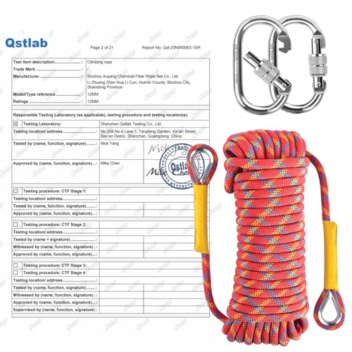 Image of Outdoor Climbing Rope 8MM /12MM 6 Colors 1M(3.2ft)-70M(230ft), Static Rock Climbing Rope with 2 Steel Hooks, Rappelling Rope for Outdoor, Hiking Safety Escape Rope, Rescue Parachute (red, 8mm-30m)