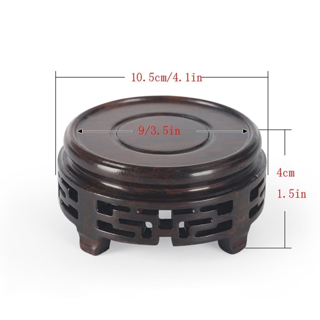 Piédestal de bonsaï Bois Massif Fond Rond Grain de Bois Petit théière Vase bonsaï bonsaï en Pot Jade Bouddha Statue décoration présentoir Estante Para Plantas en Interiores(4.13in)