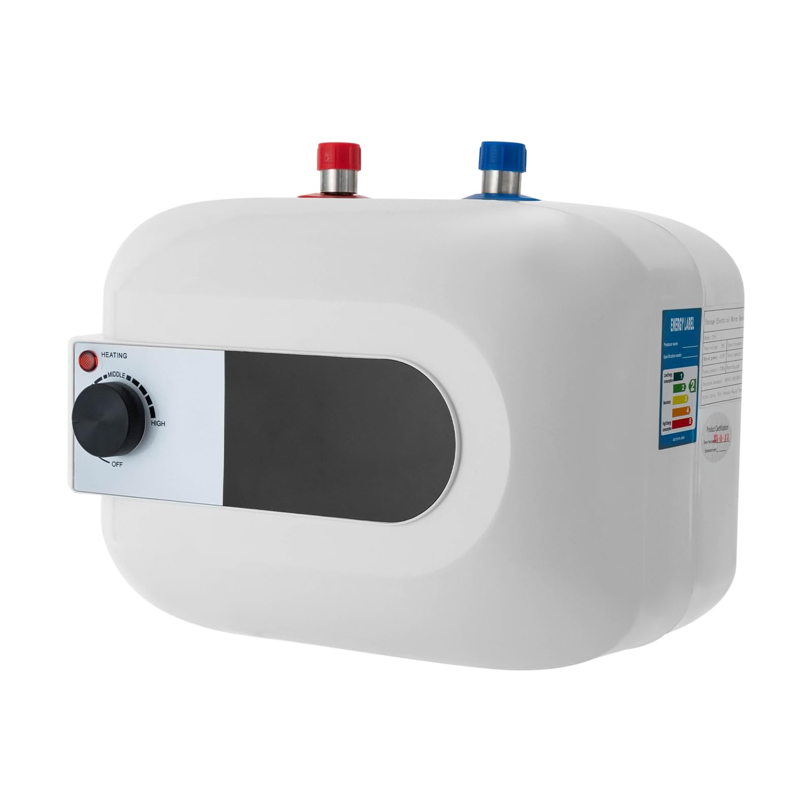 Elektrischer Warmwasserbereiter 6 Liter Mini Untertischboiler mit Stecker 1500W Niederdruck 30-65°C für Handwaschbecken, Küche, Waschbecken