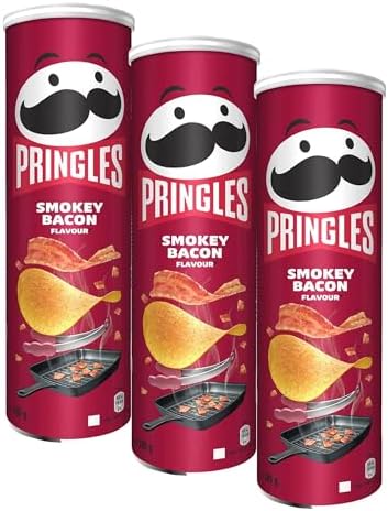 Pringles Smokey Bacon Flavour Crisps 185g (Pack of 3)